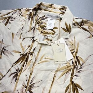 Quiksilver Edition Mens Bamboo Ridge Rayon Shirt‎ XL Cream Tan Tropical NWT